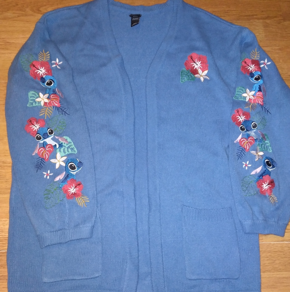 Disney Stitch Embroidered Cardigan Sweater